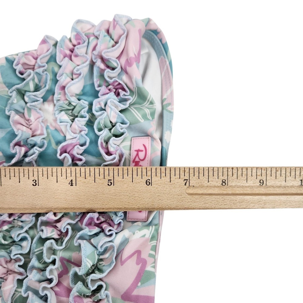 RUFFLEBUTTS Swim Set Girls 4T Blue Floral Ruffle Rash Guard Top Bottoms Beach - Picture 5 of 9